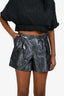 Pre-Loved Chanel™ Silver Metallic Silk Shorts Size 34