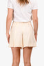 Pre-Loved™ Chanel Cream Silk Pleated Mini Shorts Size 34