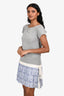 Sacai Luck Grey Blue Floral Lace Hem T-Shirt Dress Size 2