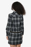 Louis Vuitton Dark Grey Plaid Monogram Trim Cinched Waist Shirt Dress Size 36