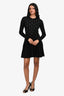 Pre-Loved Chanel™ Black Mohair/Wool Faux Pearl Embellished Long Sleeve Pleated Hem Dress with Slip Size 34
