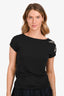 Pierre Balmain Black Silver Star Embellished Shoulder Top Size 36