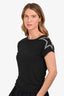 Pierre Balmain Black Silver Star Embellished Shoulder Top Size 36