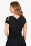 Pierre Balmain Black Silver Star Embellished Shoulder Top Size 36