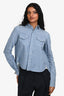 Sacai Luck Blue Denim Metallic Panel Shirt Size 2