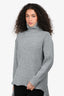 Balenciaga Silver Metallic Turtleneck High Low Sweater Size 34