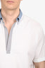 Hermès White Cotton Blue Lapel Short Sleeves Top Size 16/41 Men