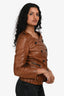 3.1 Phillip Lim Brown Ruffled Hem Leather Jacket Size 0