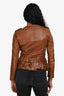 3.1 Phillip Lim Brown Ruffled Hem Leather Jacket Size 0