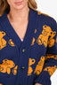 Gucci Blue/Yellow Wool Teddy Bear Cardigan Size XS