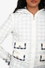Pre-Loved Chanel™ White/Navy Check Detail Hooded Zip UP Windbreaker Size 34