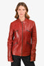 Dolce & Gabbana Brown Leather Zip Pocket Detail Mock Neck Jacket Size 48 Mens