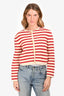 Celine Cream/Red Wool Striped Cardigan Size XS