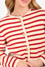 Celine Cream/Red Wool Striped Cardigan Size XS