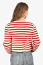 Celine Cream/Red Wool Striped Cardigan Size XS