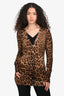 Dolce & Gabbana Brown Wool Leopard Print Long Cardigan Estimated Size S