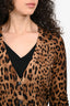 Dolce & Gabbana Brown Wool Leopard Print Long Cardigan Estimated Size S
