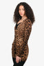 Dolce & Gabbana Brown Wool Leopard Print Long Cardigan Estimated Size S