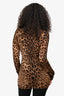 Dolce & Gabbana Brown Wool Leopard Print Long Cardigan Estimated Size S