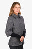 Pre-Loved Chanel™ Grey Houndstooth Zip Up Tweed Jacket Size 38