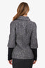 Pre-Loved Chanel™ Grey Houndstooth Zip Up Tweed Jacket Size 38