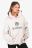 Balenciaga 2022 White Logo Embroidered 'Be Different' Hoodie Size M