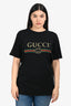 Gucci Black Logo Printed Distressed T-Shirt Size S