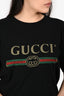 Gucci Black Logo Printed Distressed T-Shirt Size S