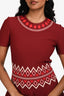 Alexander McQueen Red Patterned Short Sleeve Midi Dress Size S