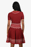 Alexander McQueen Red Patterned Short Sleeve Midi Dress Size S