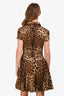 Dolce & Gabbana Brown Silk Leopard Printed Shirt Dress Size 40