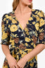 Sea New York Navy/Yellow Floral Printed Wrap Midi Dress with Belt Size 2
