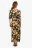 Sea New York Navy/Yellow Floral Printed Wrap Midi Dress with Belt Size 2