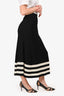 Alexander McQueen Black/White Ribbed Knit A-Line Midi Skirt Size M