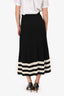 Alexander McQueen Black/White Ribbed Knit A-Line Midi Skirt Size M