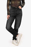 Saint Laurent 2017 Black Denim Logo Embroidered Straight Legged Jeans Size 26