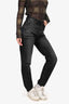 Saint Laurent 2017 Black Denim Logo Embroidered Straight Legged Jeans Size 26
