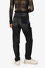 Saint Laurent 2017 Black Denim Logo Embroidered Straight Legged Jeans Size 26