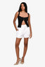 Alaïa White Front Pleated High Waisted Shorts Size 40