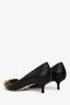 Valentino Black Leather V Logo Pointed Toe Heels Size 37