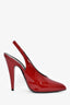 Saint Laurent Cherry Patent 'Venus' Slingback Heels Size 39