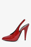 Saint Laurent Cherry Patent 'Venus' Slingback Heels Size 39