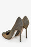Manolo Blahnik Gunmetal Metallic Hangisi Heels Size 37.5