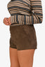 The Frankie Shop Brown Suede Hot Shorts Size L
