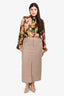 Akris Punto Beige Linen Midi Skirt Size 8