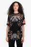 Givenchy Black Silk Floral Mesh Blouse Size 38