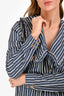 Ganni Blue Pinstripe Denim Midi Dress Size 34