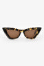 Bottega Veneta Tortoise Shell Angle Acetate Pointed Cat Eye Sunglasses