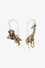 Christian Dior Metal Lion Giraffe D-Wild Hoop Earrings