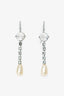 Miu Miu Silver-tone Crystal Faux Pearl Drop Earrings